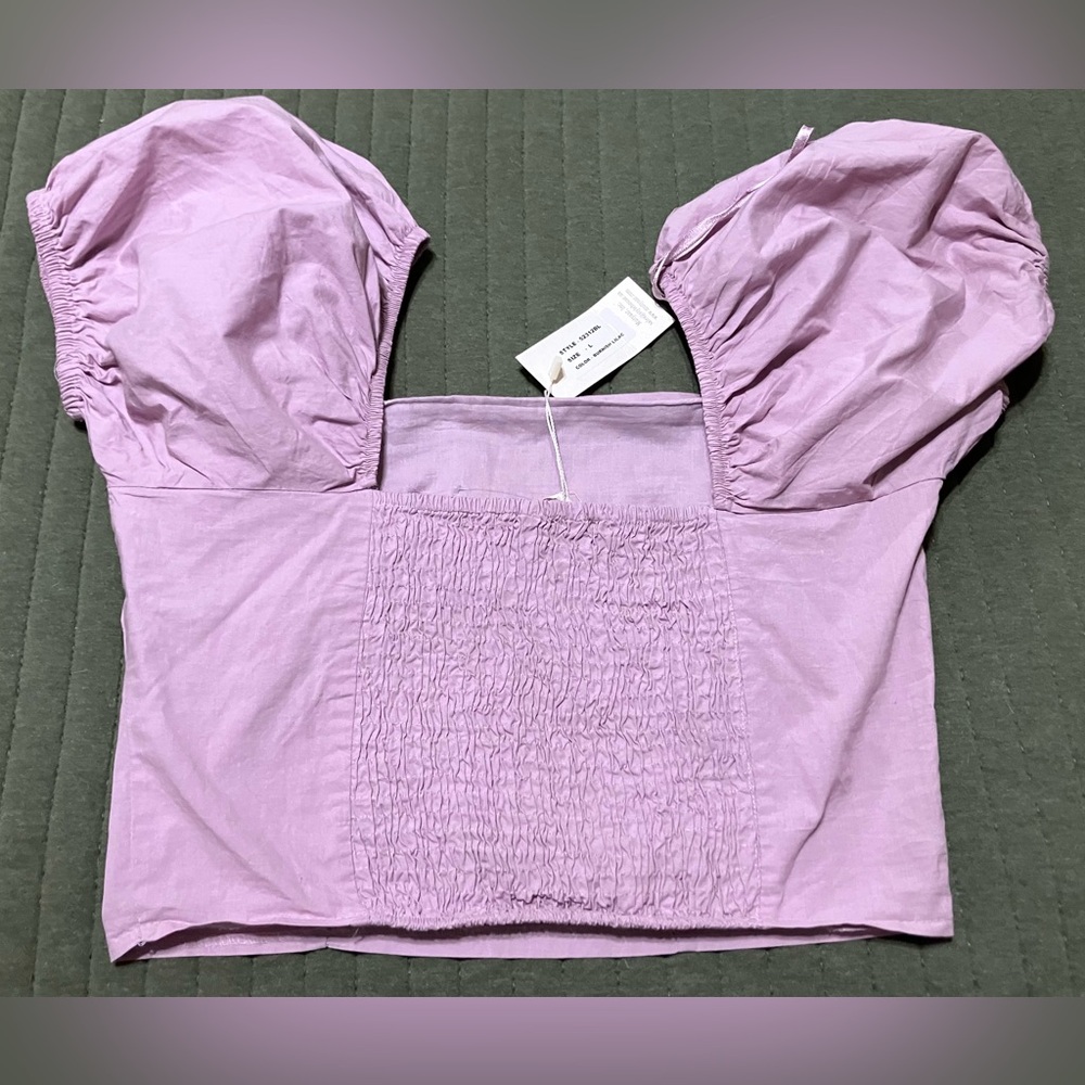 SimAndSam Burnished Lilac Poplin Pleat Bust Top - Picture 3 of 8